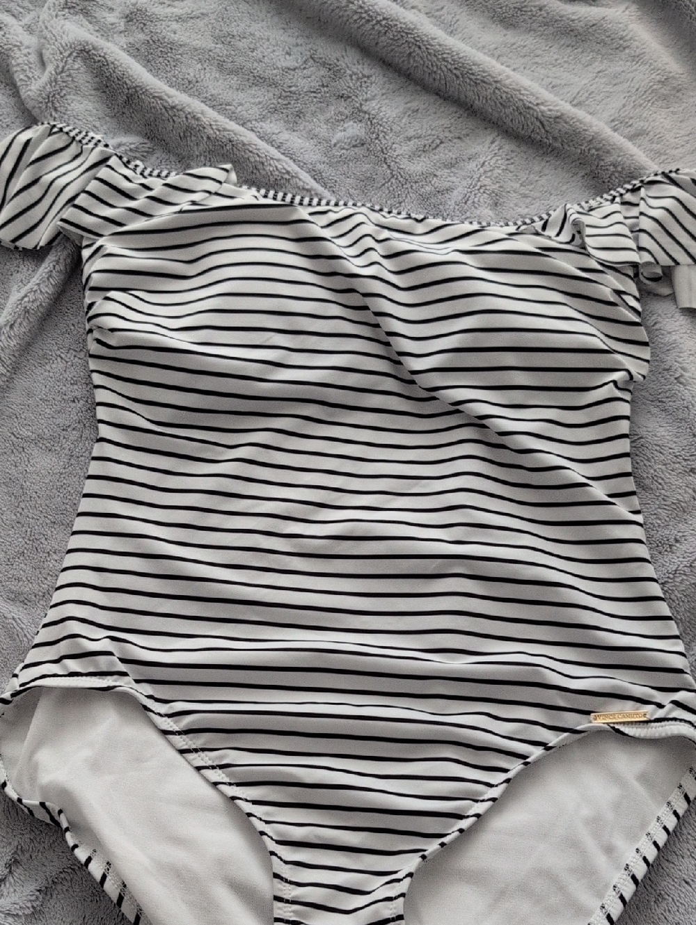 Vince Camuto Black & White Striped Swimwear